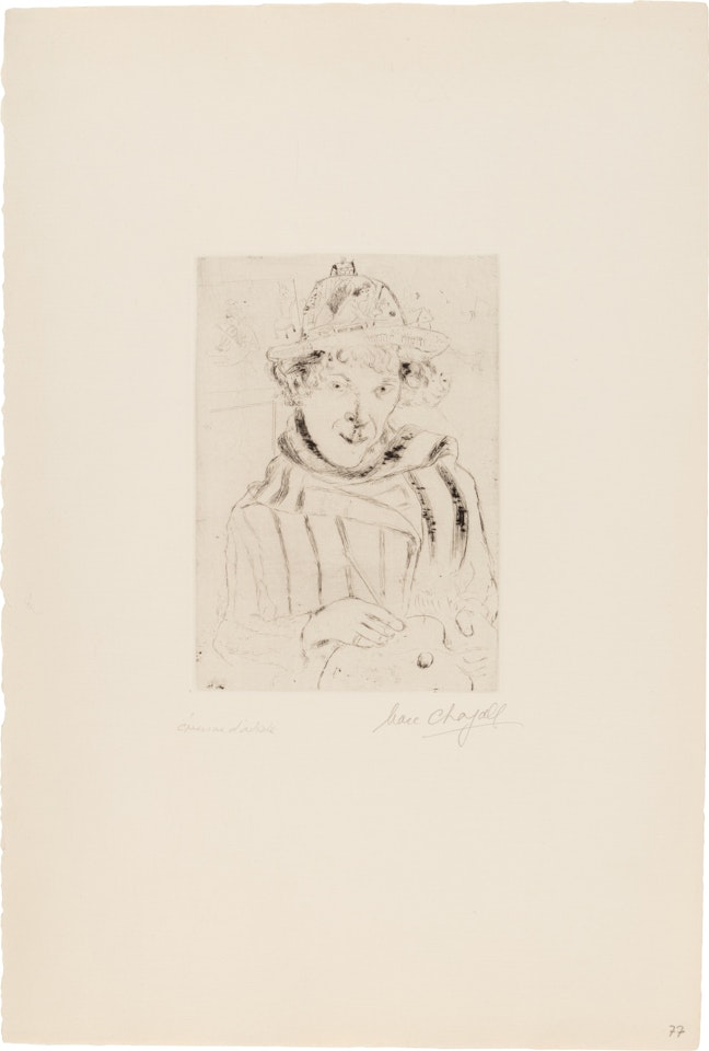 Selbstbildnis mit dem verzierten Hut (Autoportrait au chapeau décoré) by Marc Chagall