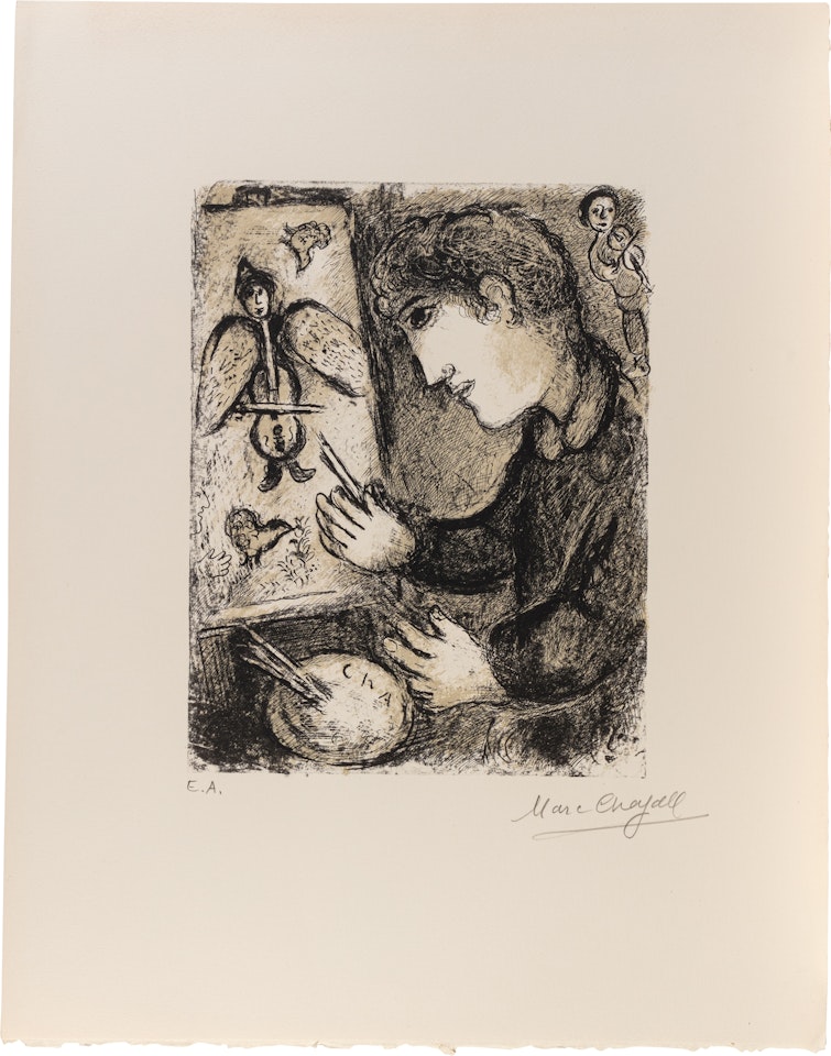 Le Chevalet; et L"Artiste a la Chèvre (Deux œuvres) by Marc Chagall