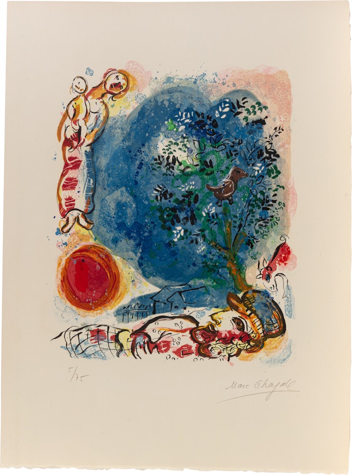 Bouquet à la main; La maison; et Le paysan (Trois œuvres) by Marc Chagall