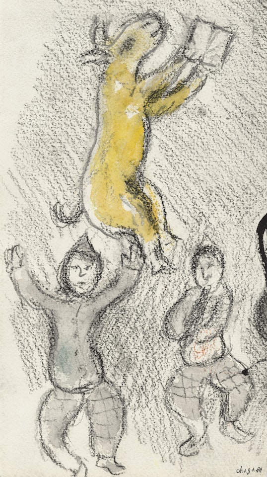 Fête autour de la lecture du veau d"or by Marc Chagall