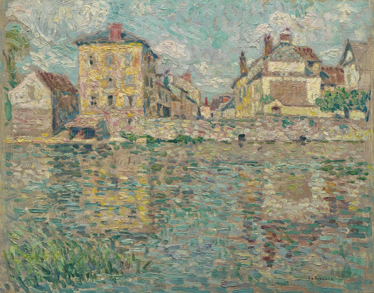 Maisons au soleil sur la rivière, Nemours by Henri Le Sidaner