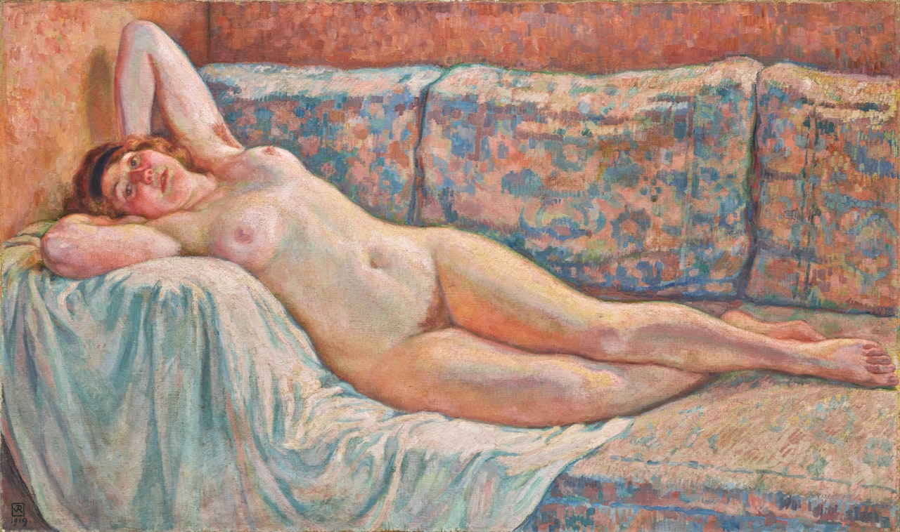 Paquita, nu allongé / Femme étendue by Theo van Rysselberghe