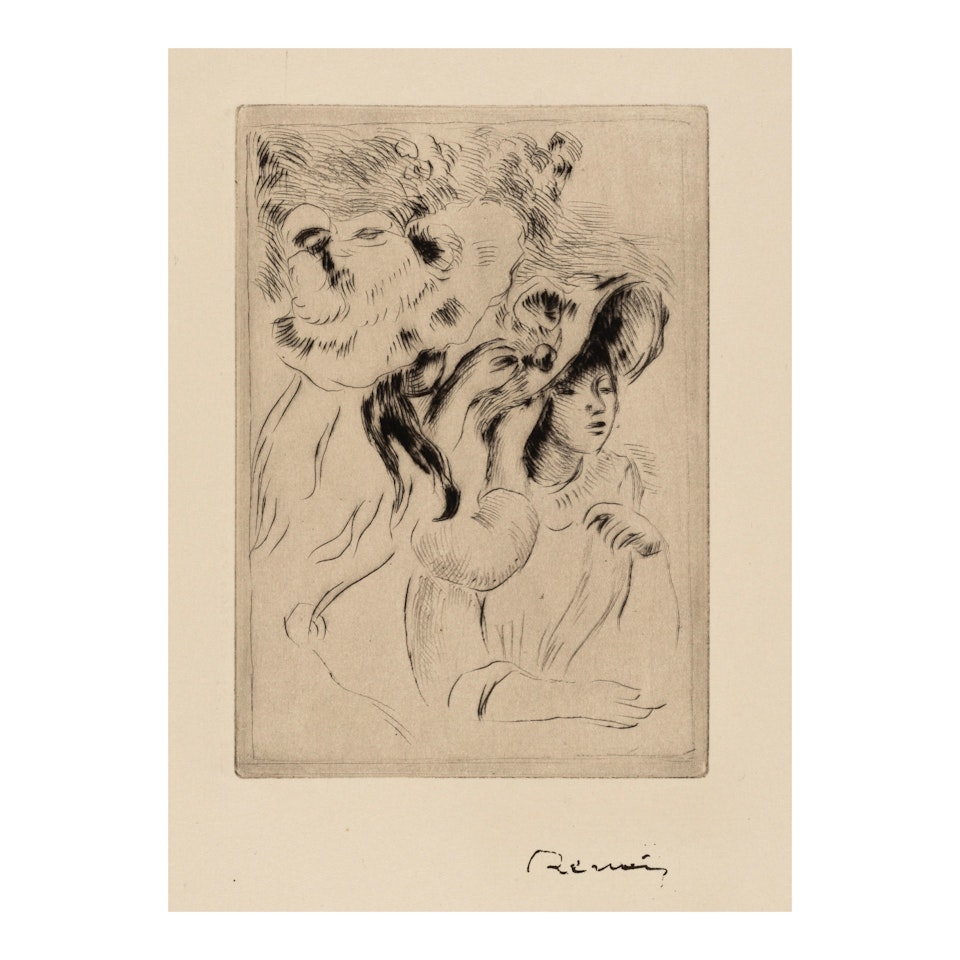Le chapeau épinglé (La fille de Berthe Morisot et sa cousine), 2e planche (Delteil/Stella 7) by Pierre-Auguste Renoir