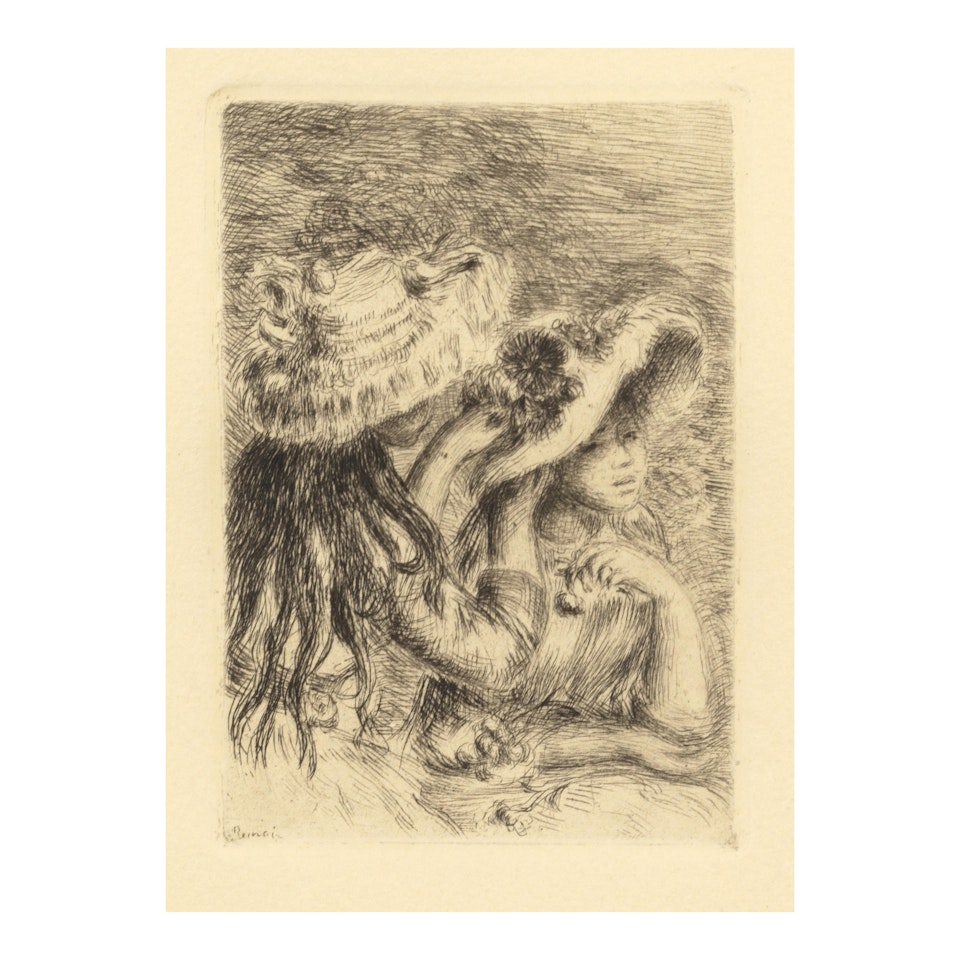 Le chapeau épinglé (La fille de Berthe Morisot et sa cousine), 3e planche (Delteil/Stella 8) by Pierre-Auguste Renoir