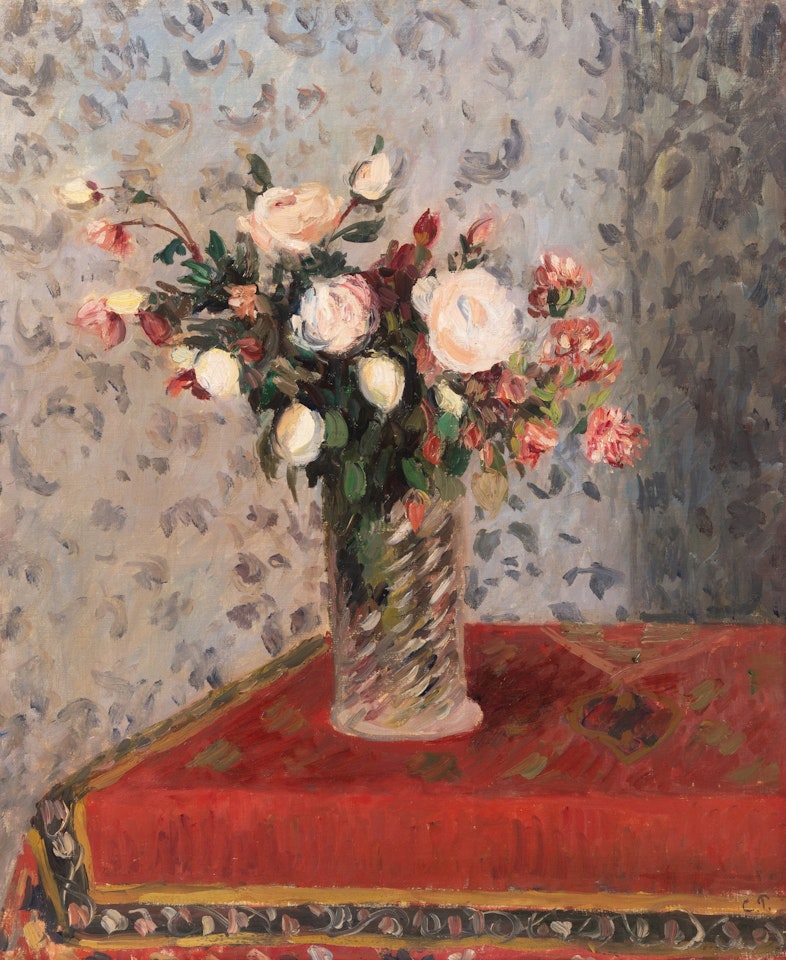 Bouquet de fleurs avec des roses by Camille Pissarro