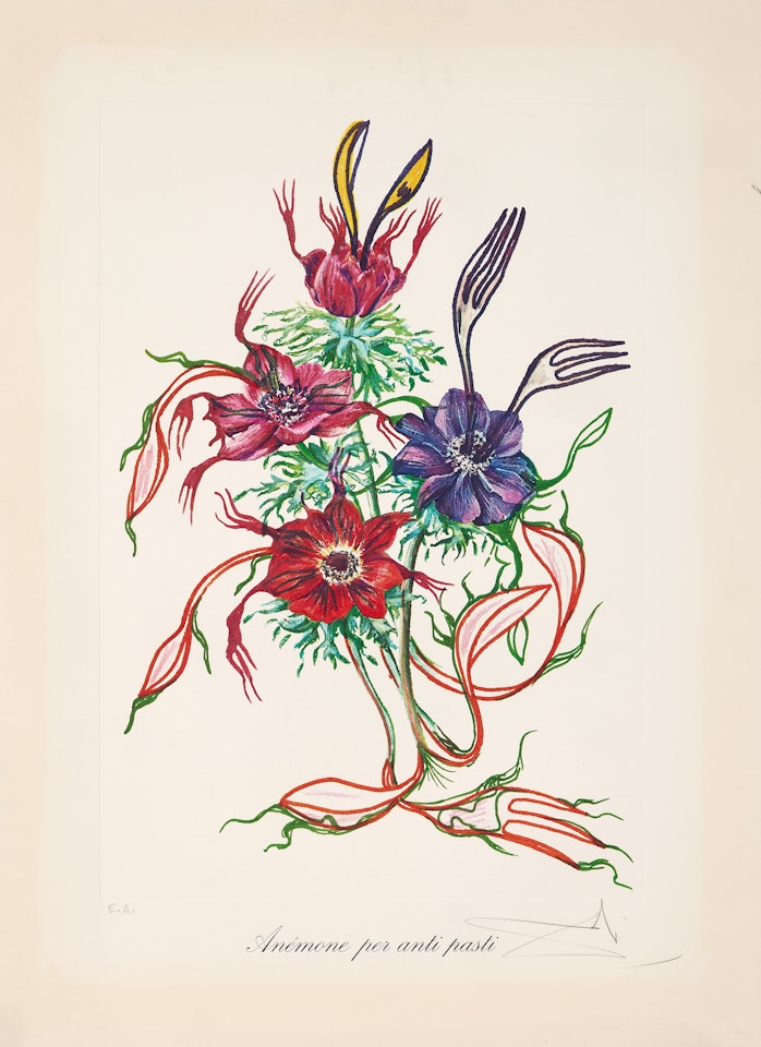 Anémone per anti pasti; planche by Salvador Dali