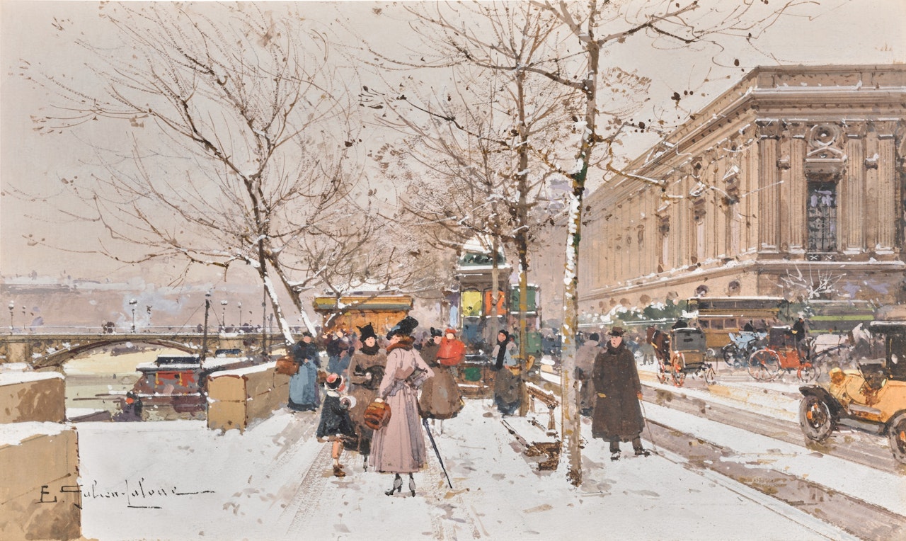 Le quai du Louvre by Eugene Galien-Laloue