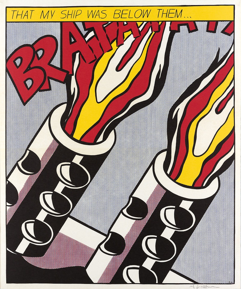 As I Opened Fire Poster, Triptych by Roy Lichtenstein