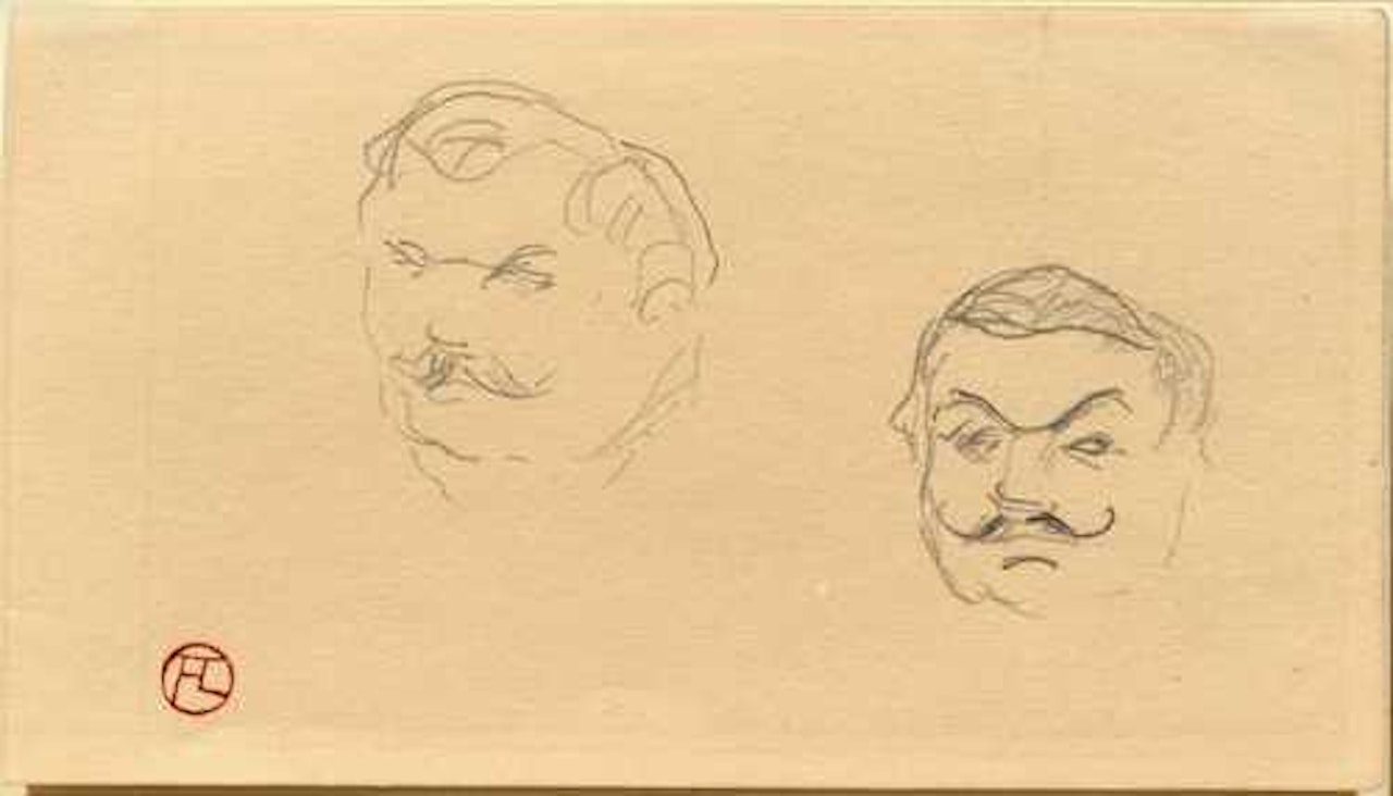Monsieur Sesti; Verso: Portrait sketch of Yvette Guilbert. by Henri de Toulouse-Lautrec