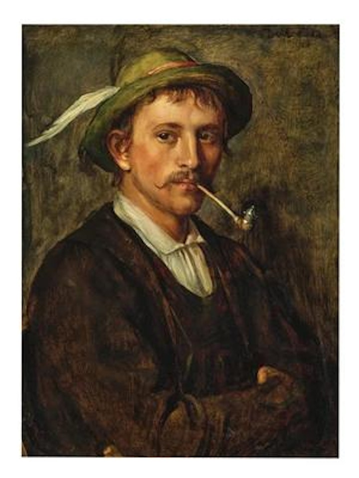 A Peasant Youth with Hat and Pipe by Franz von Defregger