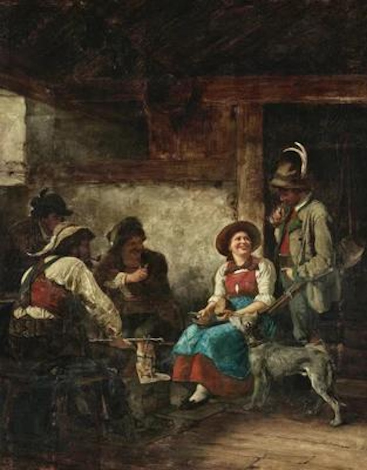 Woodcutters in an Alpine Hut by Franz von Defregger