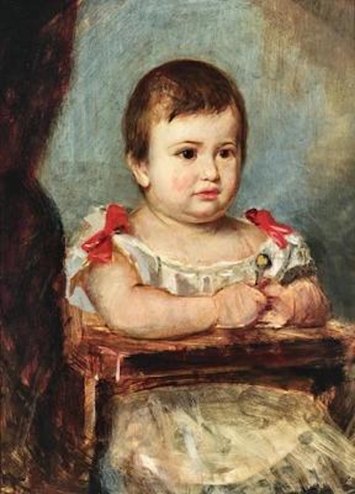 Portrait Ilse von Lieben (1873-1962) at the Age of One and a Half, Holding a Rattle by Hans Makart