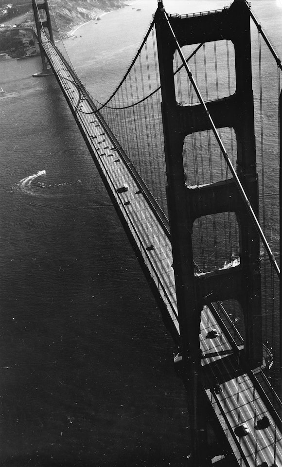 Group of 5 photographs, with 4 aerial views of California, including the Golden Gate Bridge by Margaret Bourke-White