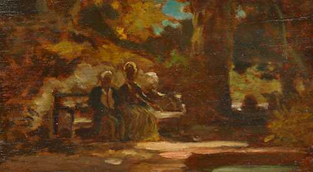 Auf der Ruhebank (On the park bench) by Carl Spitzweg