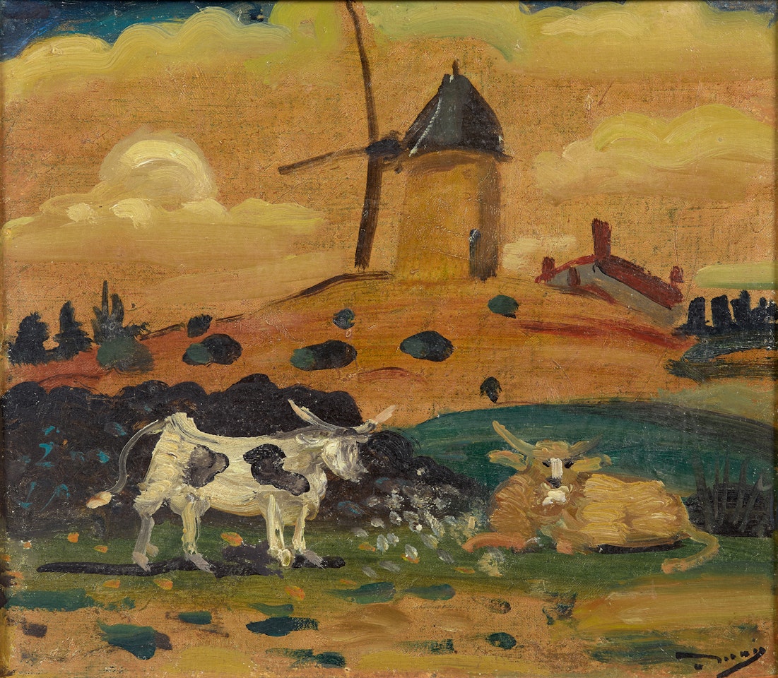 Moulin et deux vaches (Ile-de-France) by Andre Derain