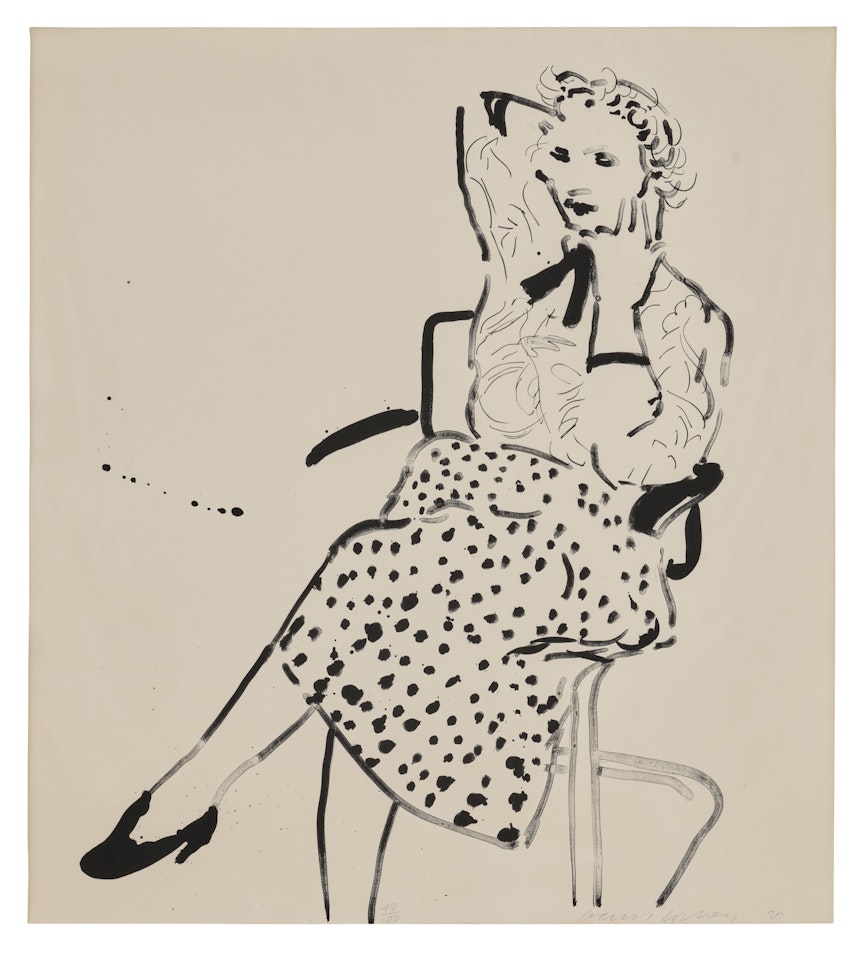 Celia in a Polka Dot Skirt by David Hockney