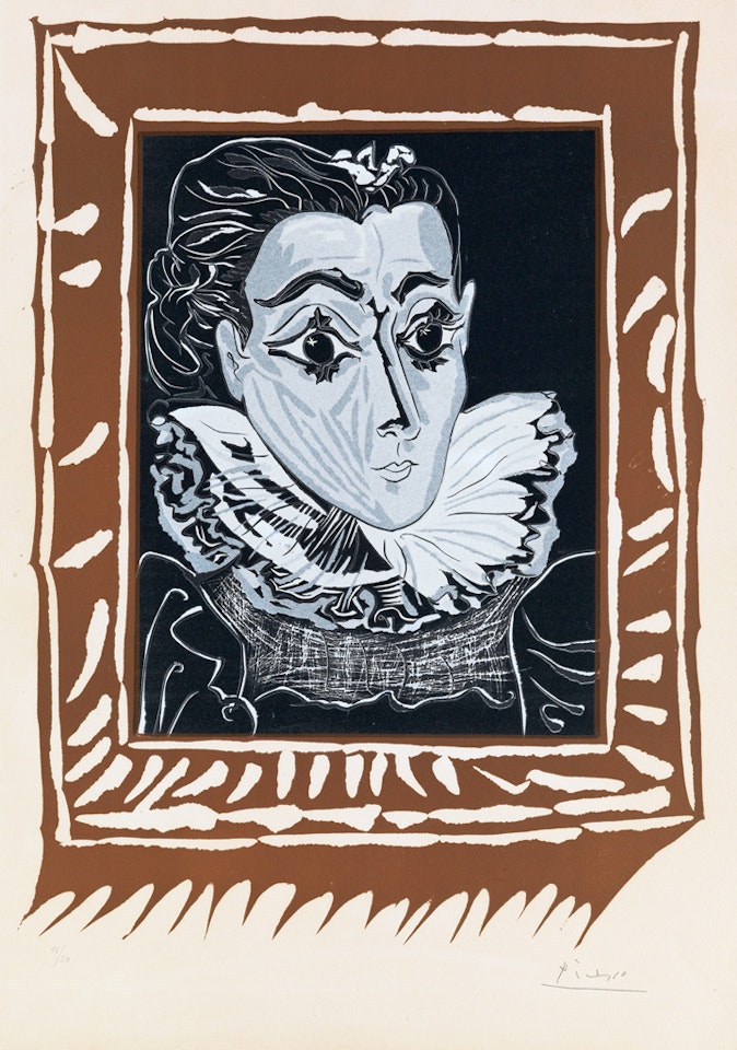 La Dame à la Collerette (Portrait de Jacqueline à la fraise). by Pablo Picasso