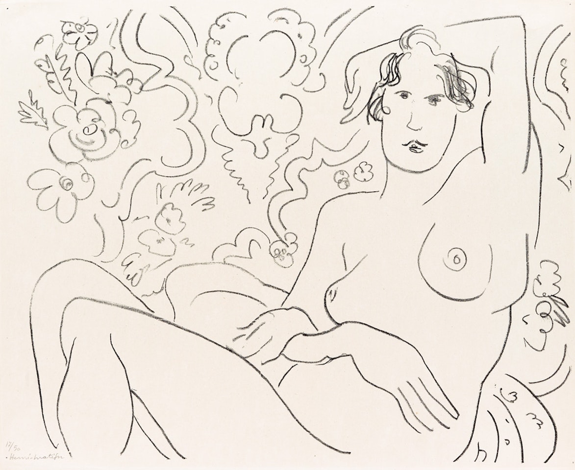 Nu assis, bras gauche sur la tête by Henri Matisse