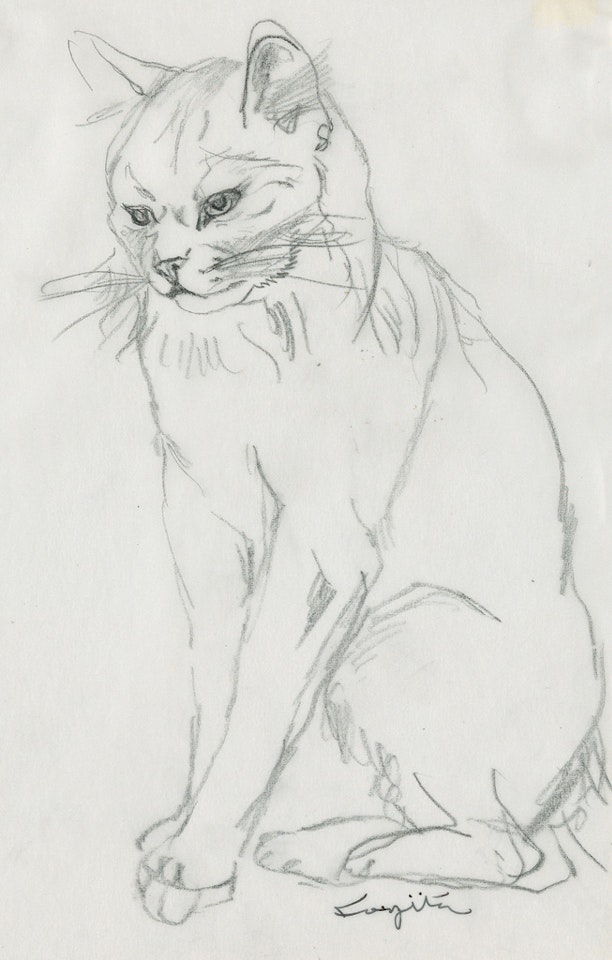 Chat assis by Leonard Tsuguharu Foujita