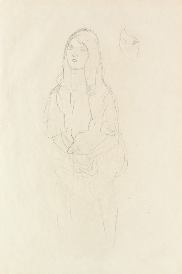 Sitzendes Mädchen nach links by Gustav Klimt