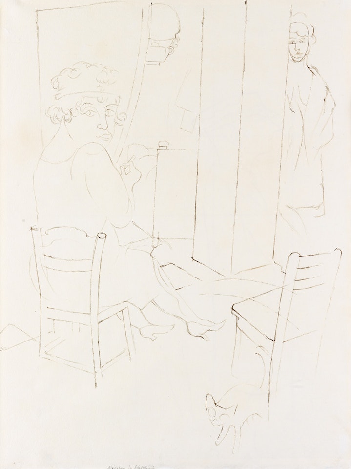Mädchen im Schlafzimmer; Figurengruppe by George Grosz