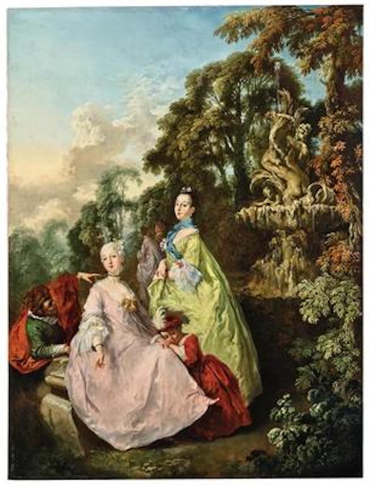 An elegant company in a parkland landscape by Christian Wilhelm Ernst Dietrich