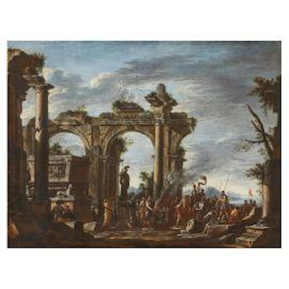 SCENE OF SACRIFICE UNDER AN IONIC PORCH by Giovanni Ghisolfi