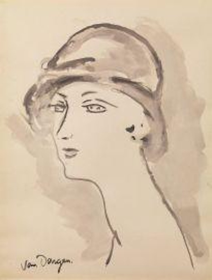 Female profile with a hat by Kees van Dongen
