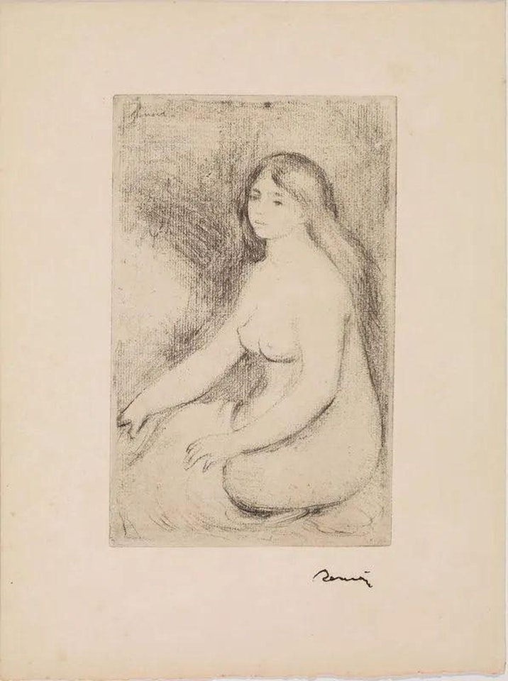 BAIGNEUSE ASSISE by Pierre-Auguste Renoir