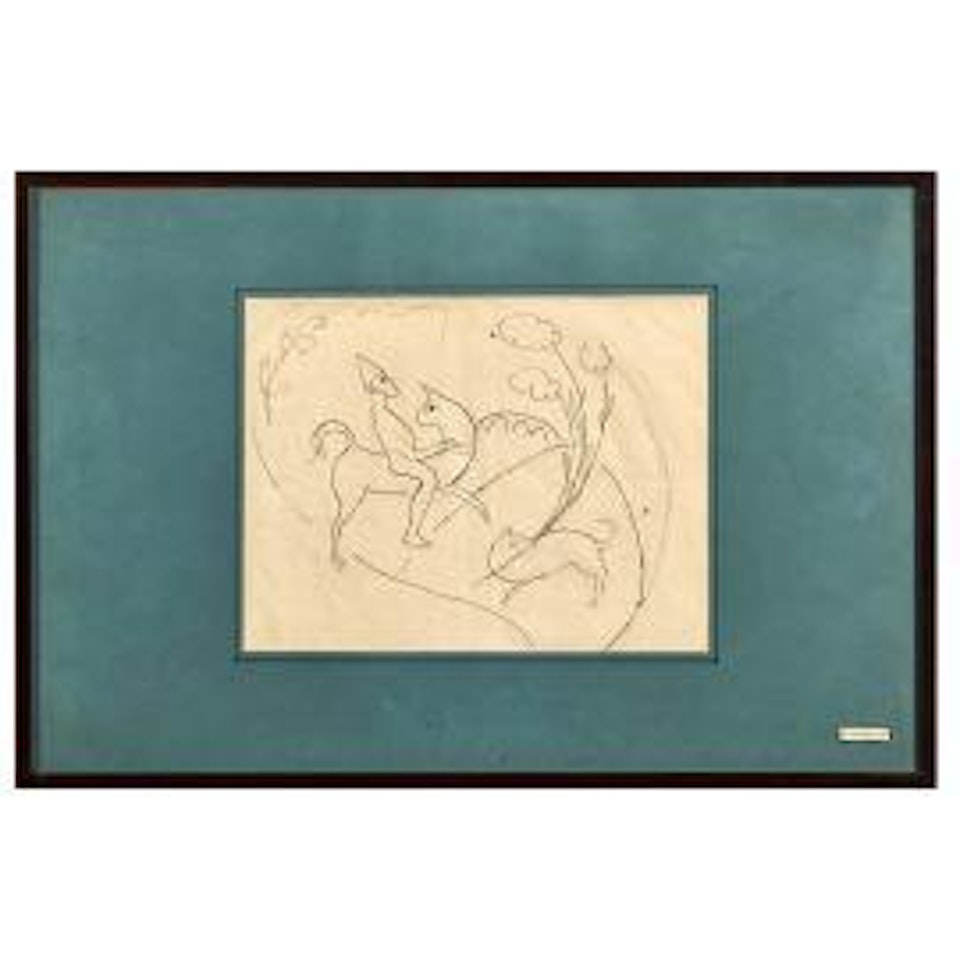 Apollinaire on a horse by Marie Laurencin