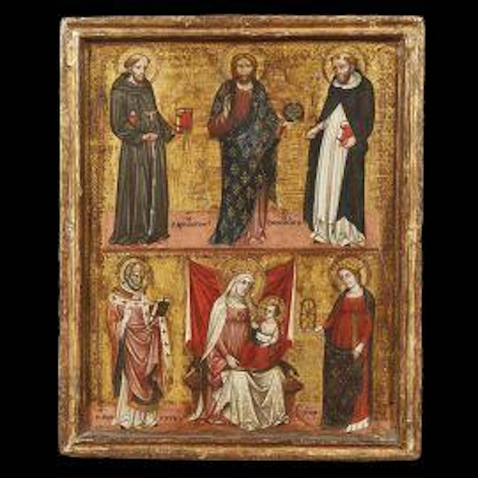 BLESSING CHRIST WITH SAINT FRANCIS AND SAINT DOMENIC, MADONNA AND CHILD WITH SAINT NICOLA AND SAINT CATHERINE by Venetian School