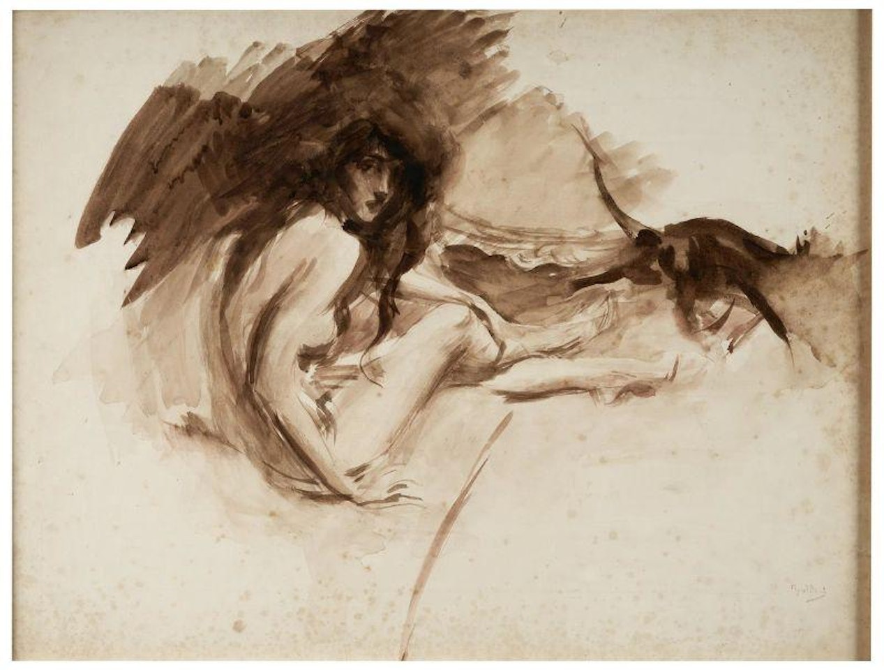 SEATED FEMALE NUDE by Giovanni Boldini
