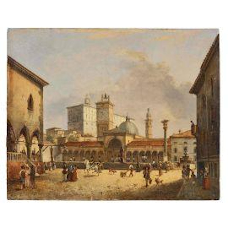 VIEW OF PIAZZA CONTARENA IN UDINE by Giuseppe Bernardino Bison
