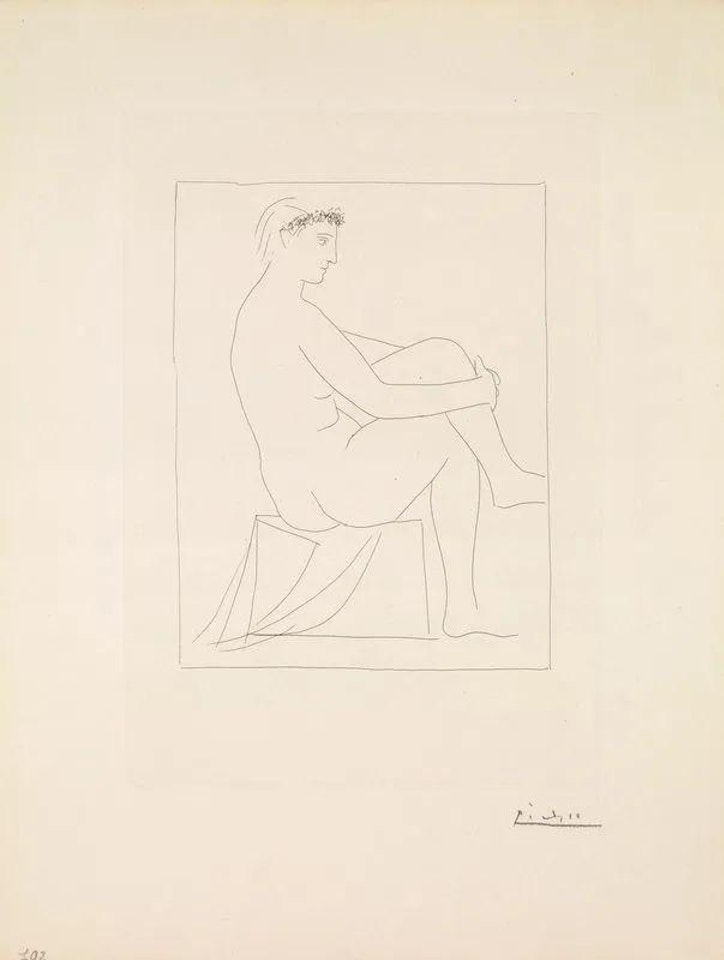 FEMME NUE COURONNÉE DE FLEURS by Pablo Picasso