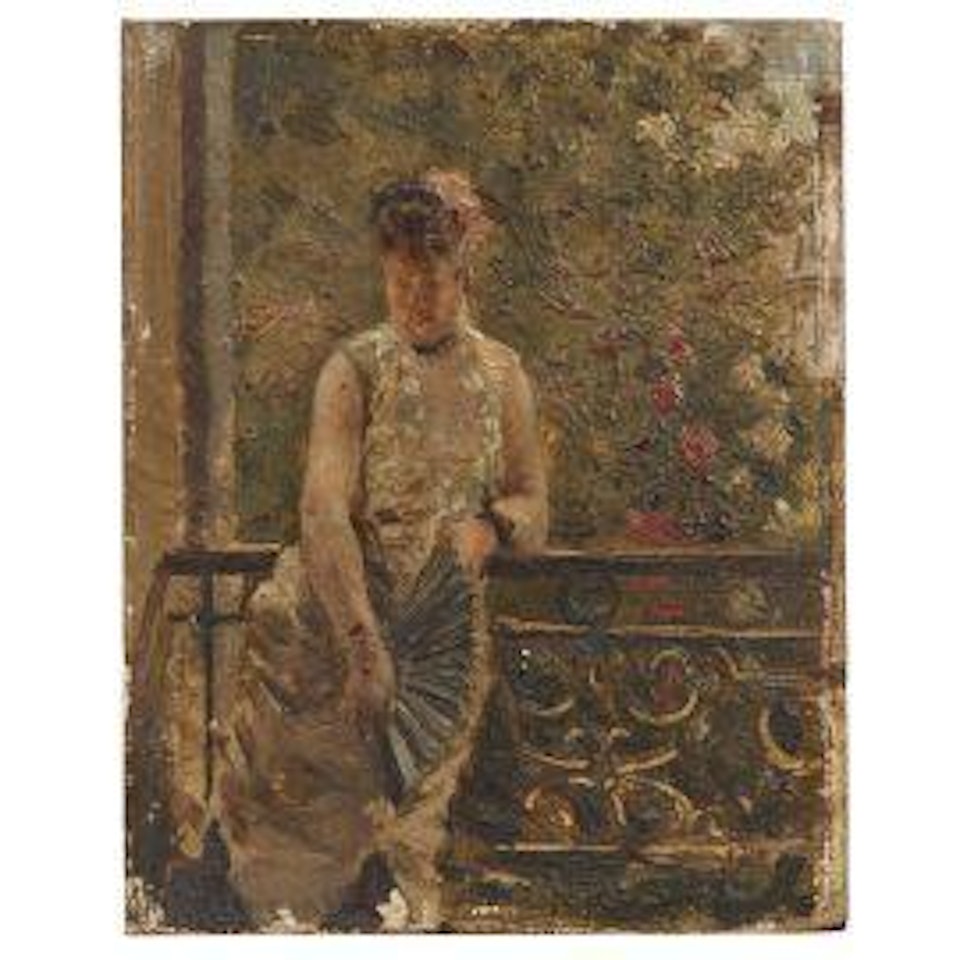 GENTLEWOMAN ON THE TERRACE by Giuseppe de Nittis