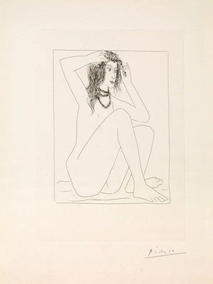 FEMME NUE SE COURONNANT DE FLEURS by Pablo Picasso