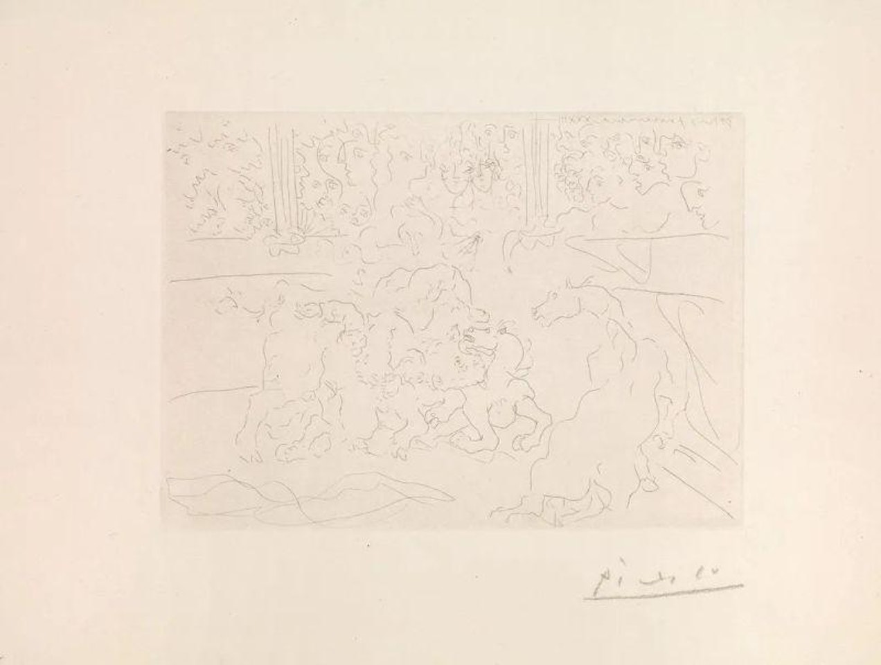 TAUREAU AND CHEVAUX IN THE ARÈNE by Pablo Picasso