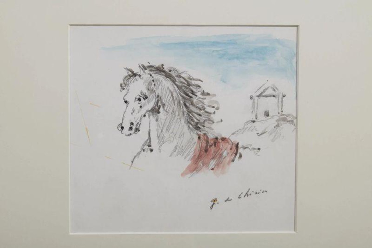 Horse with small temple by Giorgio de Chirico