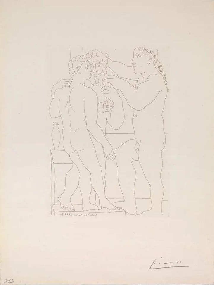 Deux Hommes Sculpté by Pablo Picasso