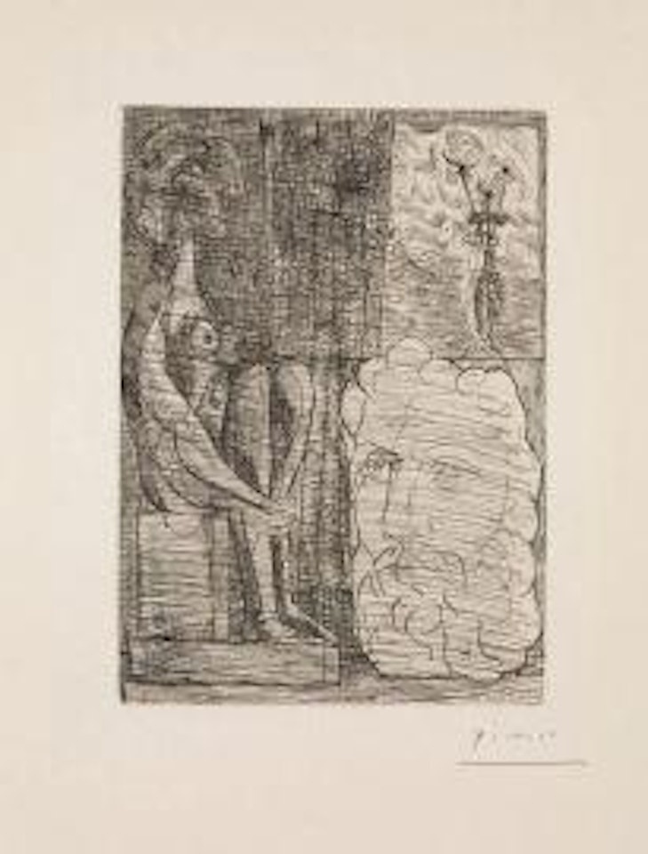 SCULPTURES ET VASE DE FLEURS by Pablo Picasso