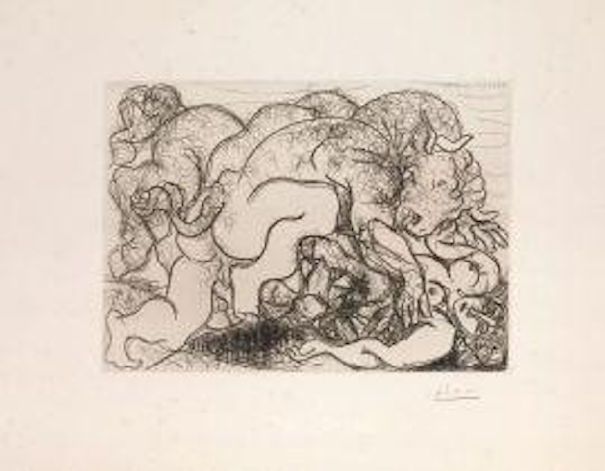 MINOTAURE ATTAQUANT UNE AMAZONE by Pablo Picasso