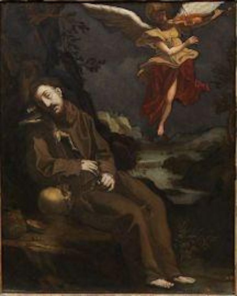 SAINT FRANCIS CONSULATED BY THE MUSIC OF THE ANGEL by BOLOGNESE SCHOOL