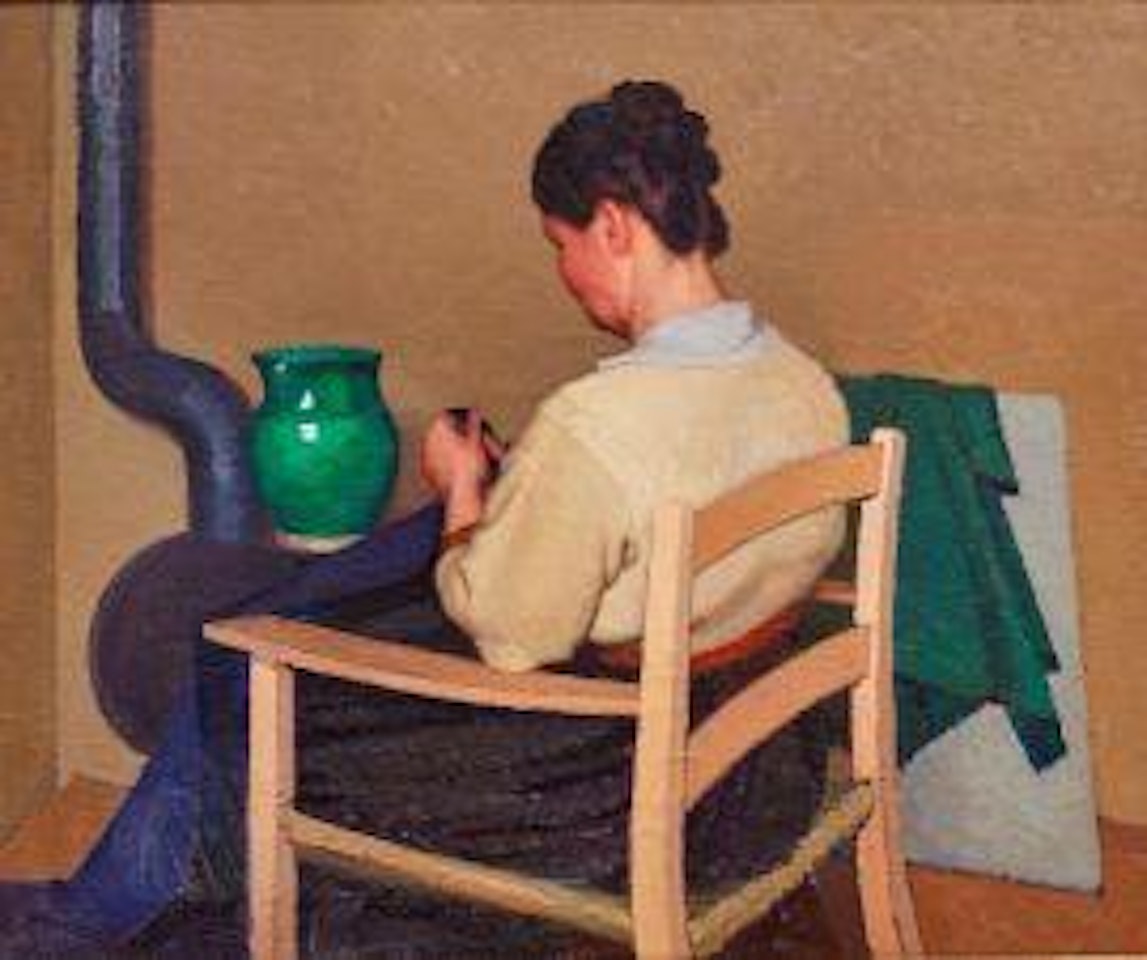 MENDING or ISA AT THE STOVE by Oscar Ghiglia