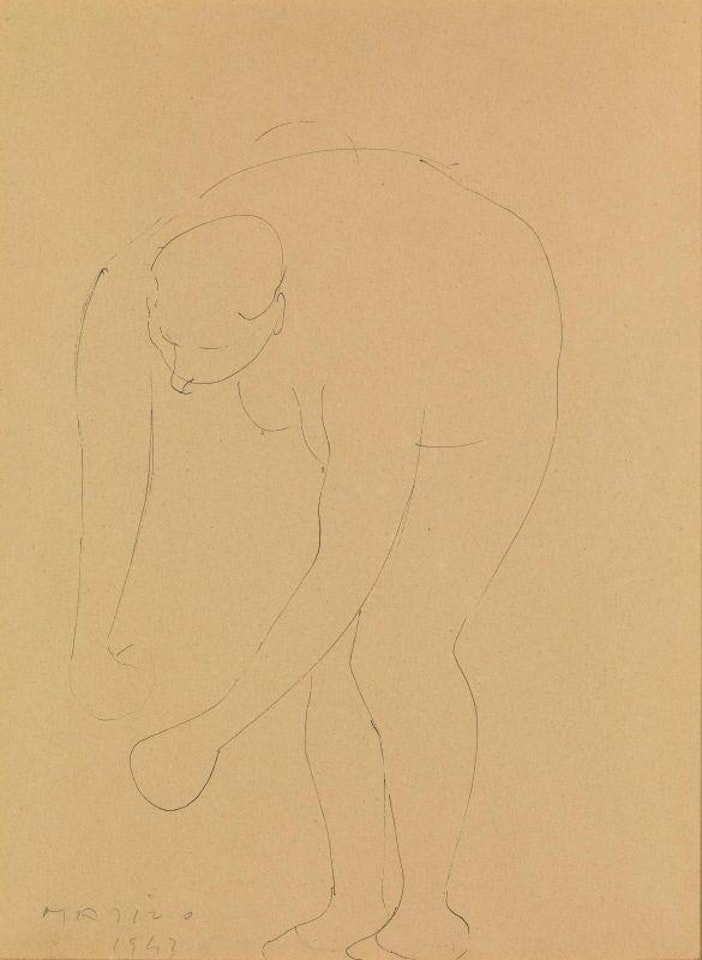 Bending female figure by Marino Marini