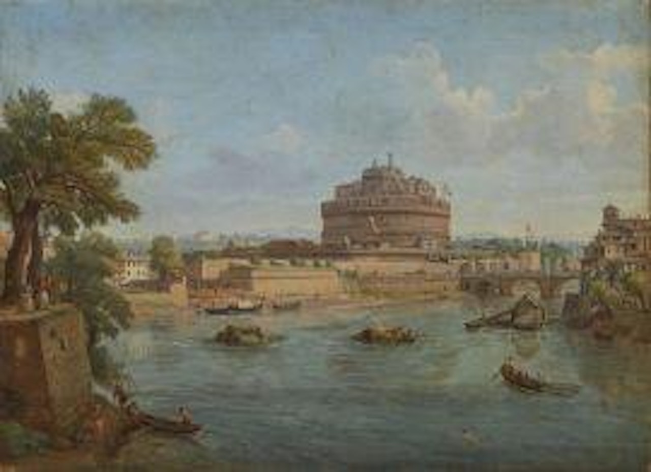 A VIEW OF CASTEL SANT"ANGELO FROM THE TIBER by Gaspar van Wittel
