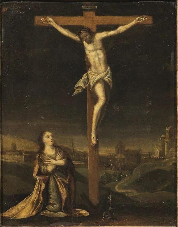 CHRIST CRUCIFIED WITH MAGDALENE by Flemish School