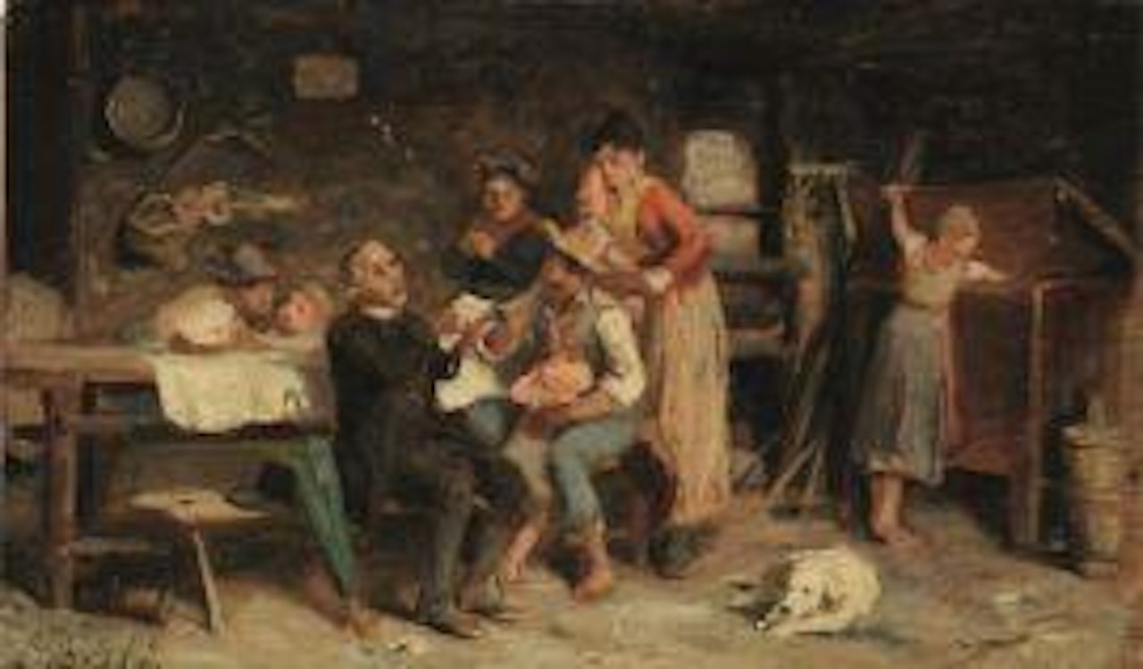 Interior with figures by Luigi Bechi