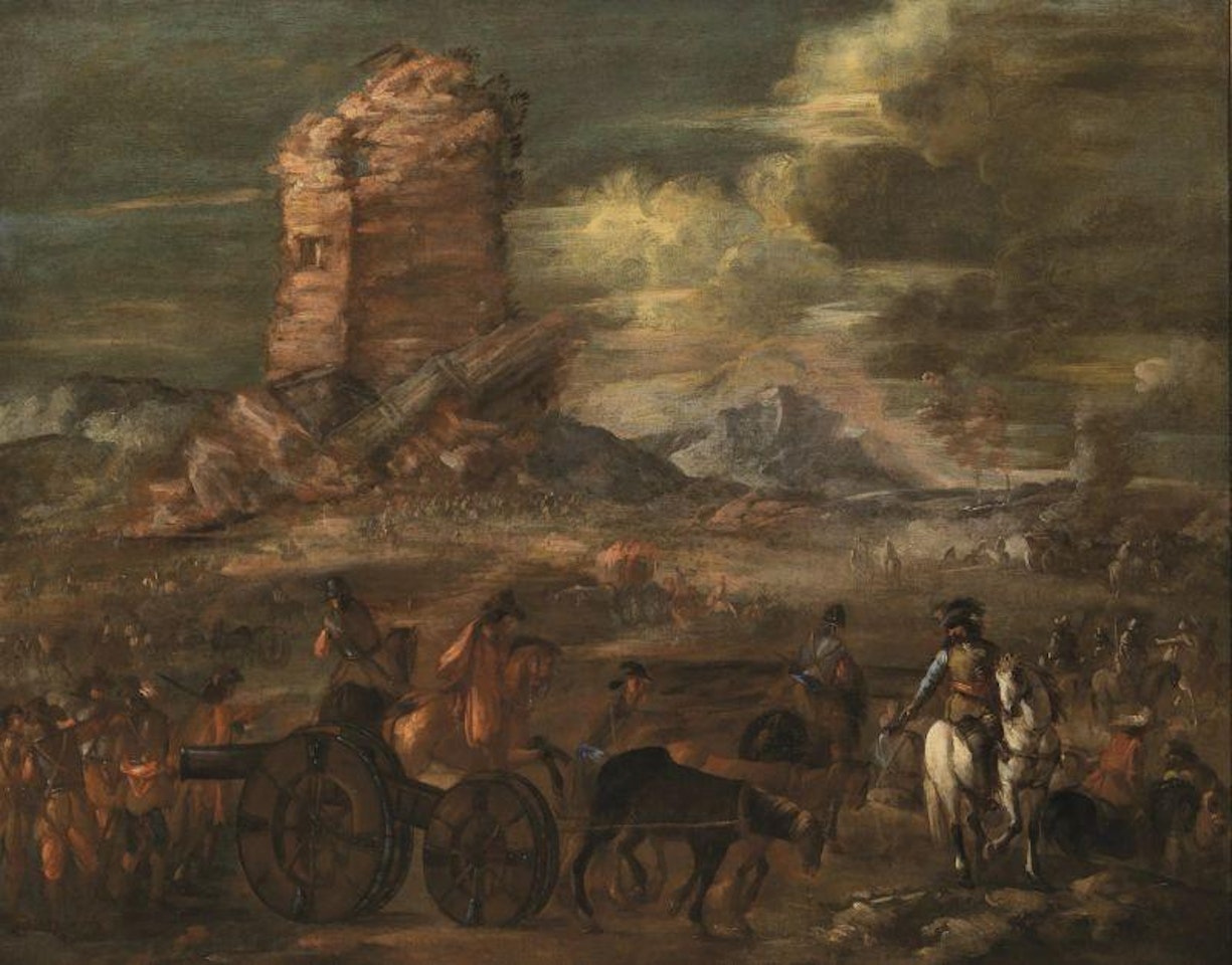 BATTLEFIELD WITH TOWER by Venetian School
