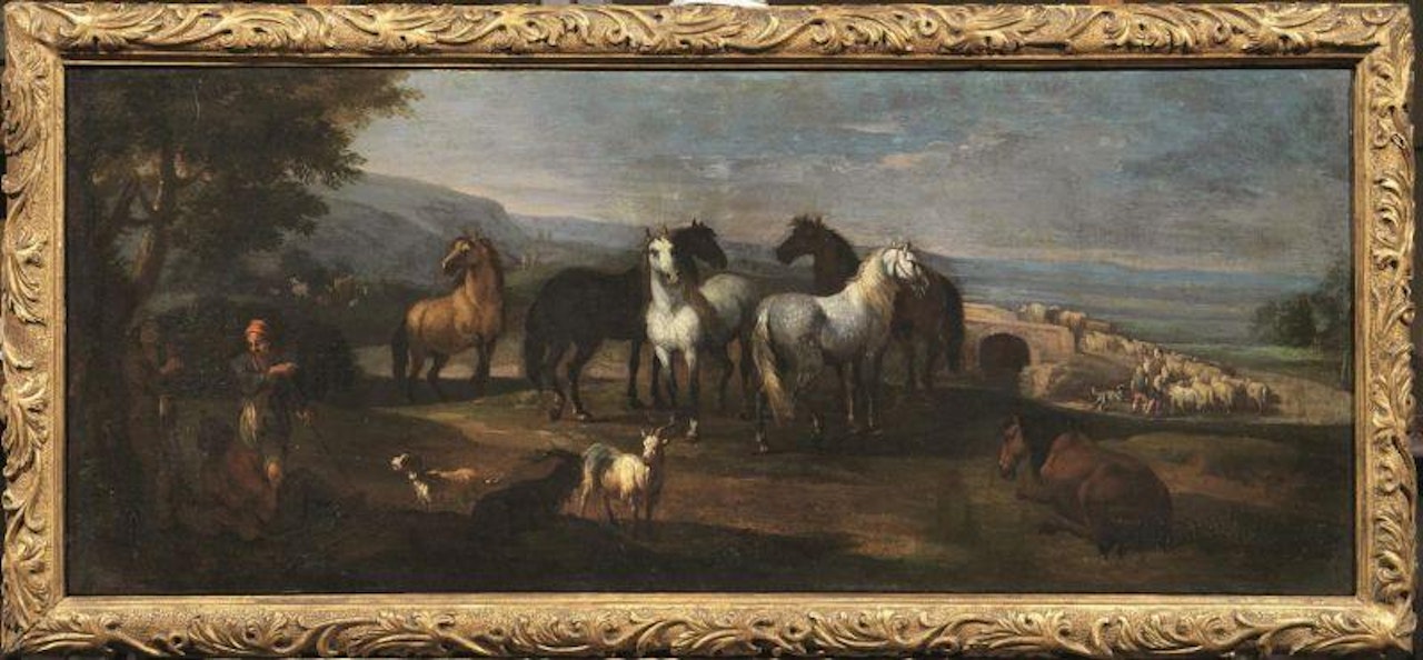 LANDSCAPE WITH HORSES AND FIGURES by Roman School