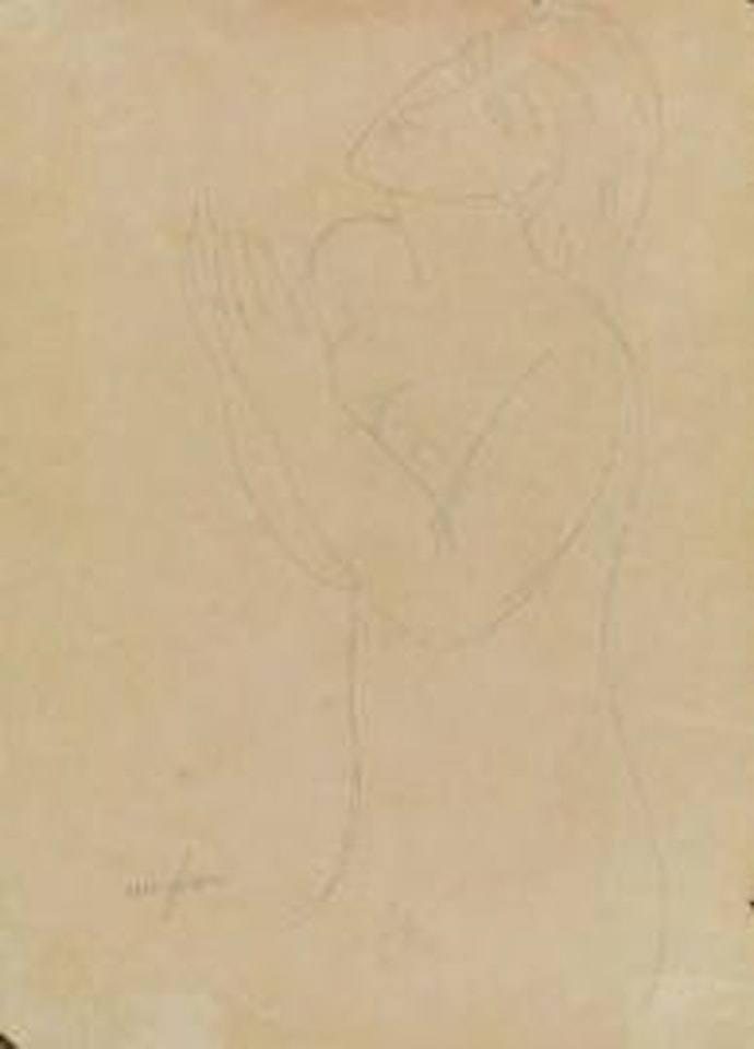 Naked of woman with hands on the by Amedeo Modigliani